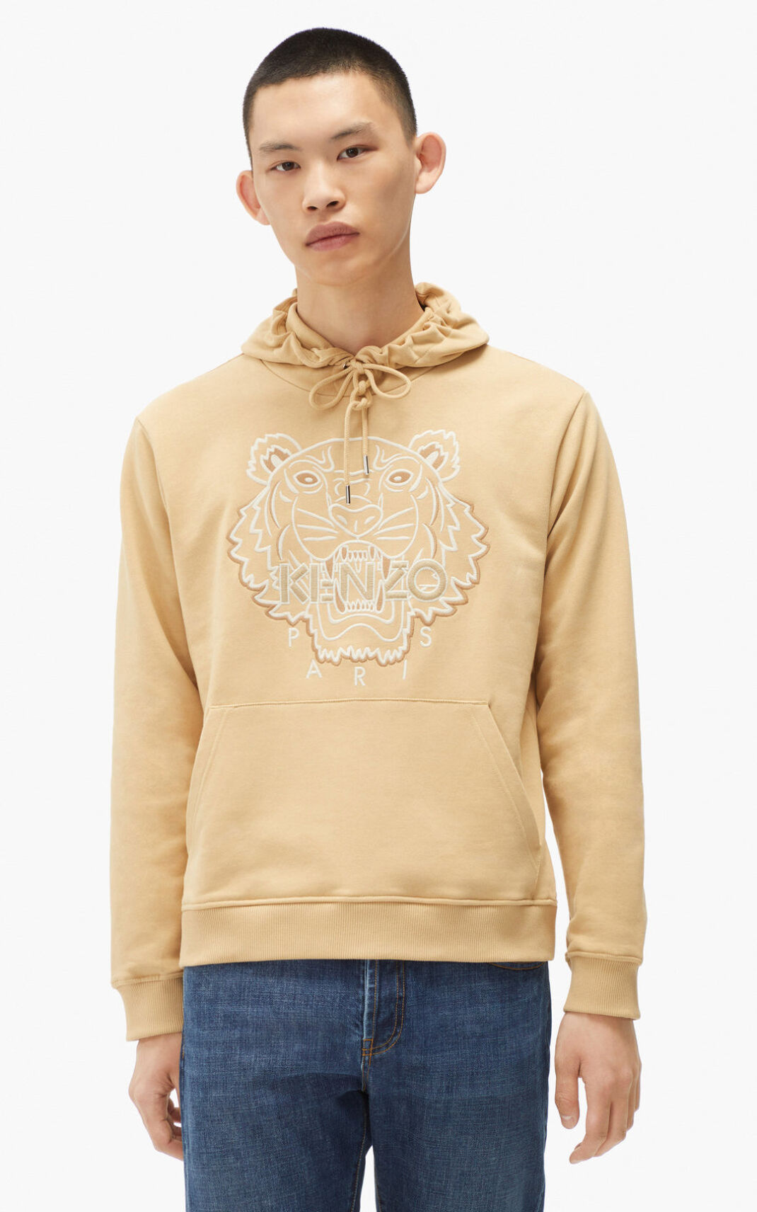 Kenzo Tiger Hættetrøje Herre - MørkeBeige DK-458101